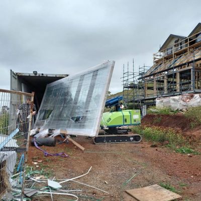 Winlet Crawler BL glazing robot in rugged terrain